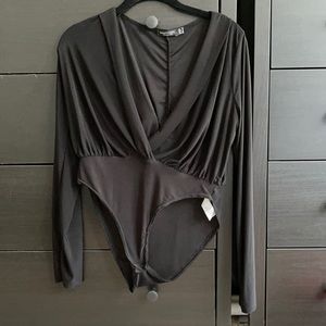 NEVER WORN long sleeve, low cut body suit